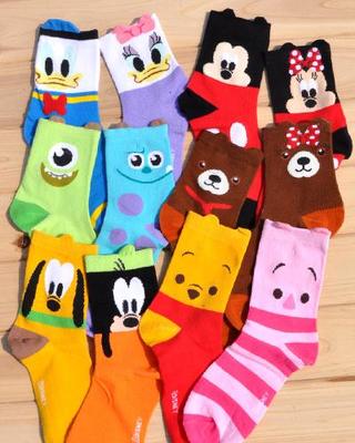 5雙 迪士尼女可愛(ài)AB女襪 全棉中筒襪 組合卡通動(dòng)物萌襪子H598